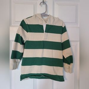 Old Navy Kids Green and Cream Striped Hoodie